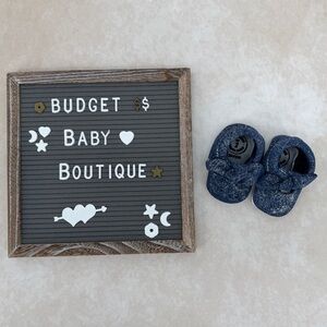 Freshly Picked Navy/Silver Knotted Bow Moccasins